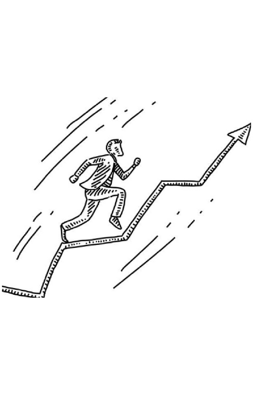 blog image with a man climbing up the arrow