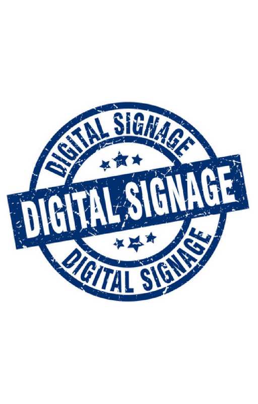 blog image with a blue stamp of digital signage