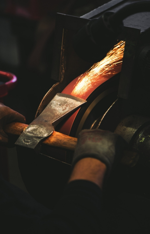 Sparks of fire whilst a metal being worked on by metalsmith