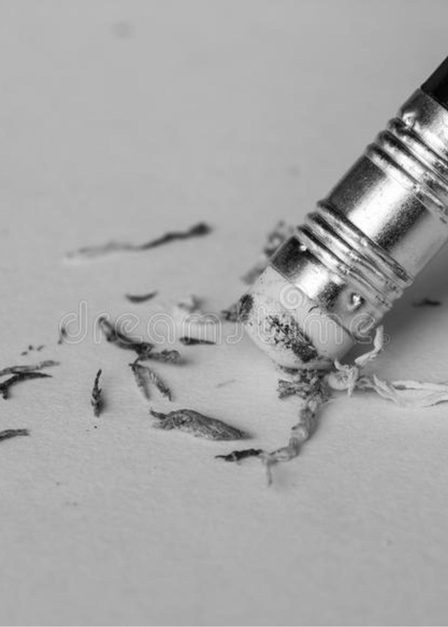 A pencil is shown with an eraser tip after haviing erased a mistake. 