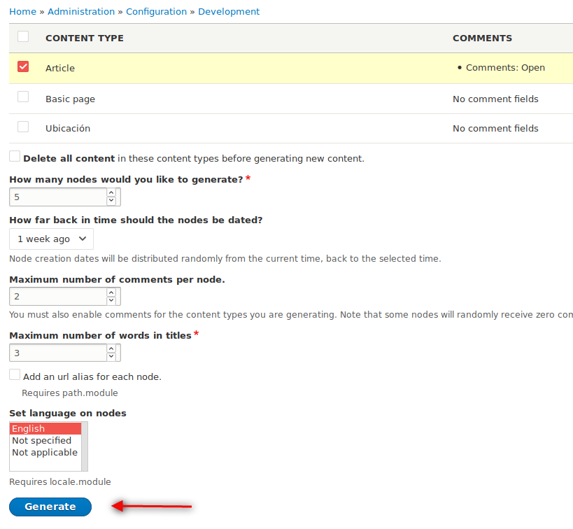 List of options with checkboxes and scrollable list boxes creating content while enabling layout builder drupal module