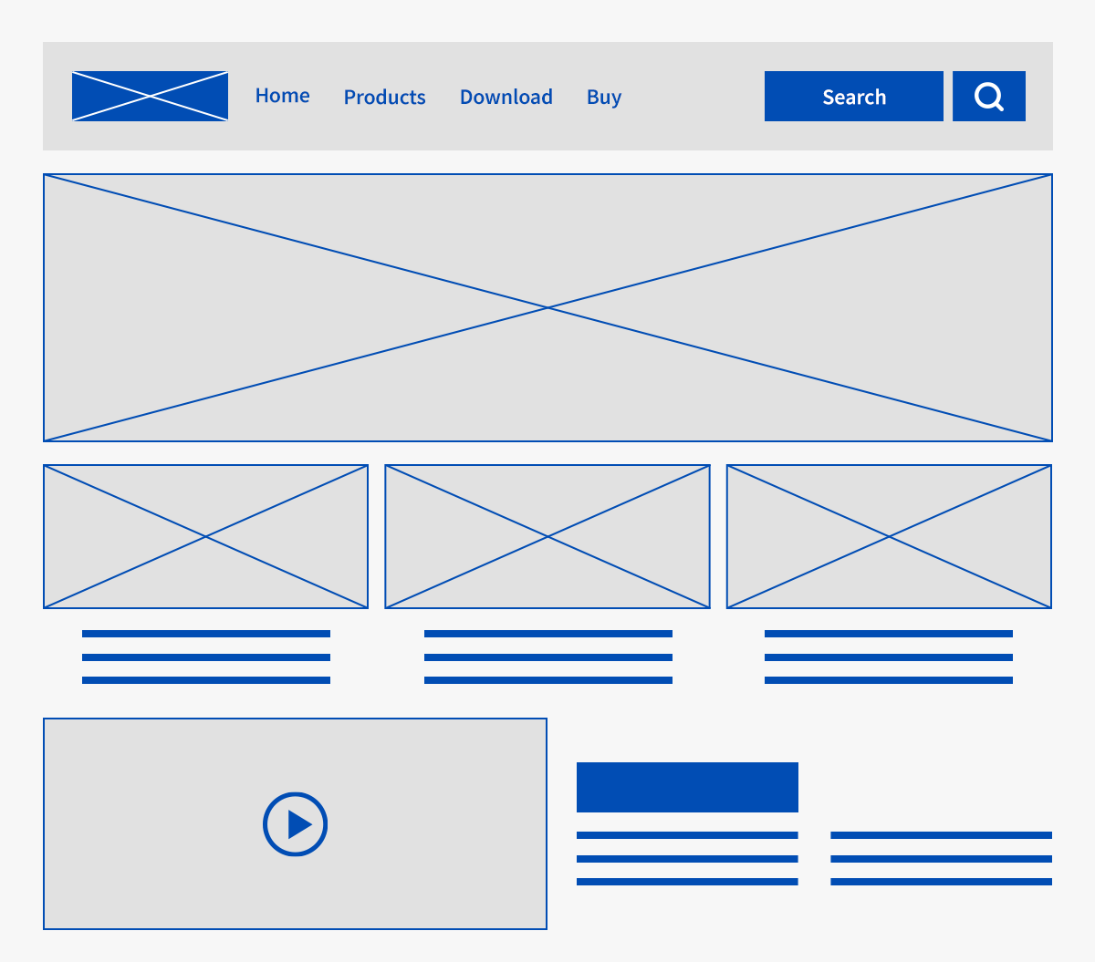 Wireframe of a webpage