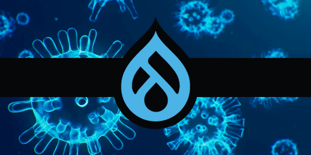 Black background with Drupal 9 icon 
