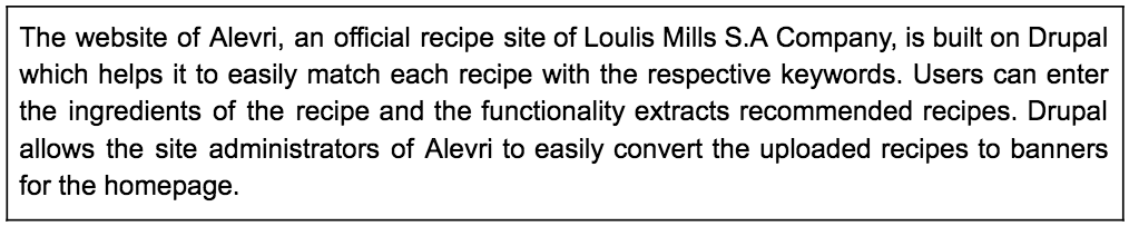 Description about Alevri Drupal Food website in a box