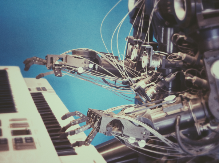 A robot playing piano