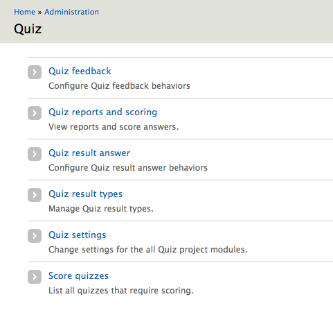 admin view of the quiz