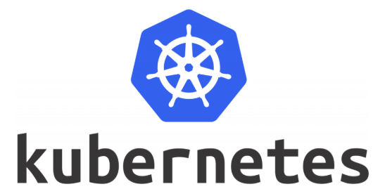 A blue septagon with a white sailor wheel inside it and kuberneter written