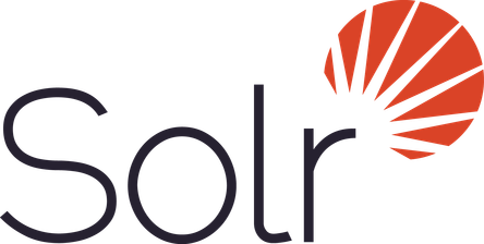 Logo of Apache Solr with the word 'Solr' written on left and an icon representing Sun at the top right