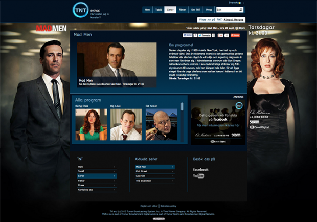 A screenshot of the homepage of Turner Broadcasting General Entertainment 