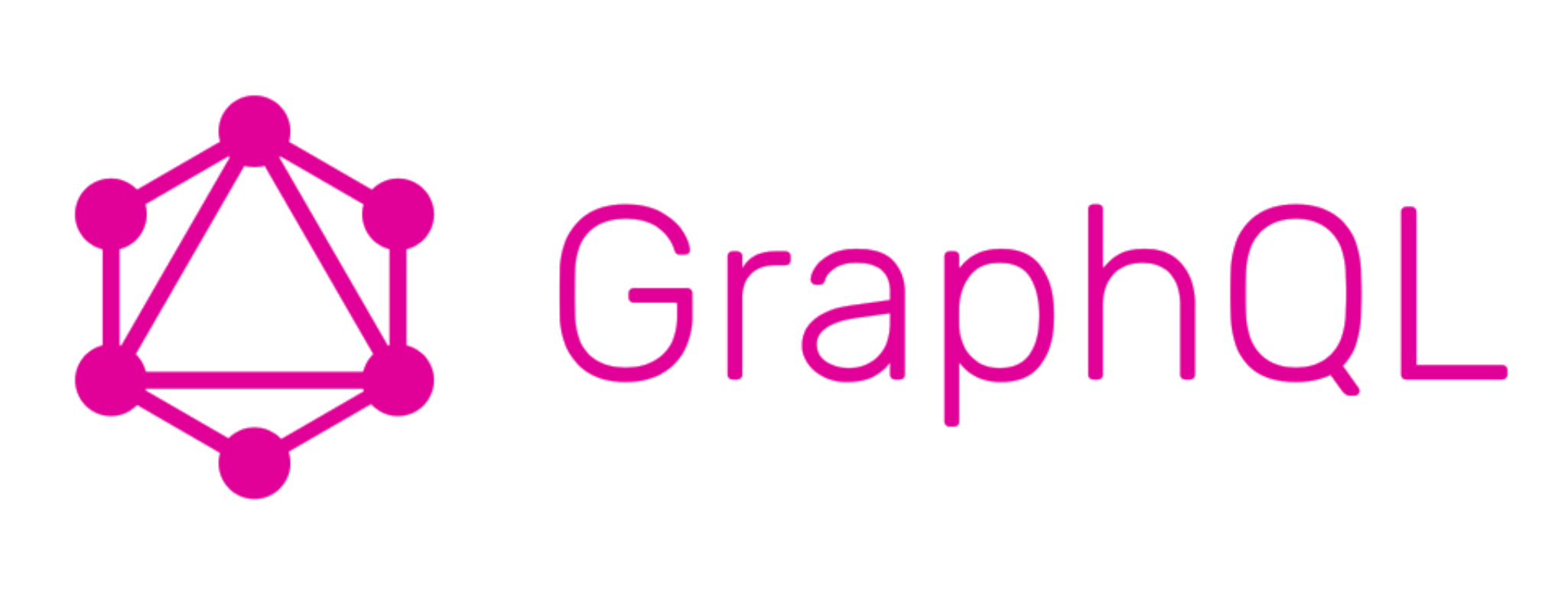 The GraphQL logo along with the words GraphQL is written in its signature pink across a white background.