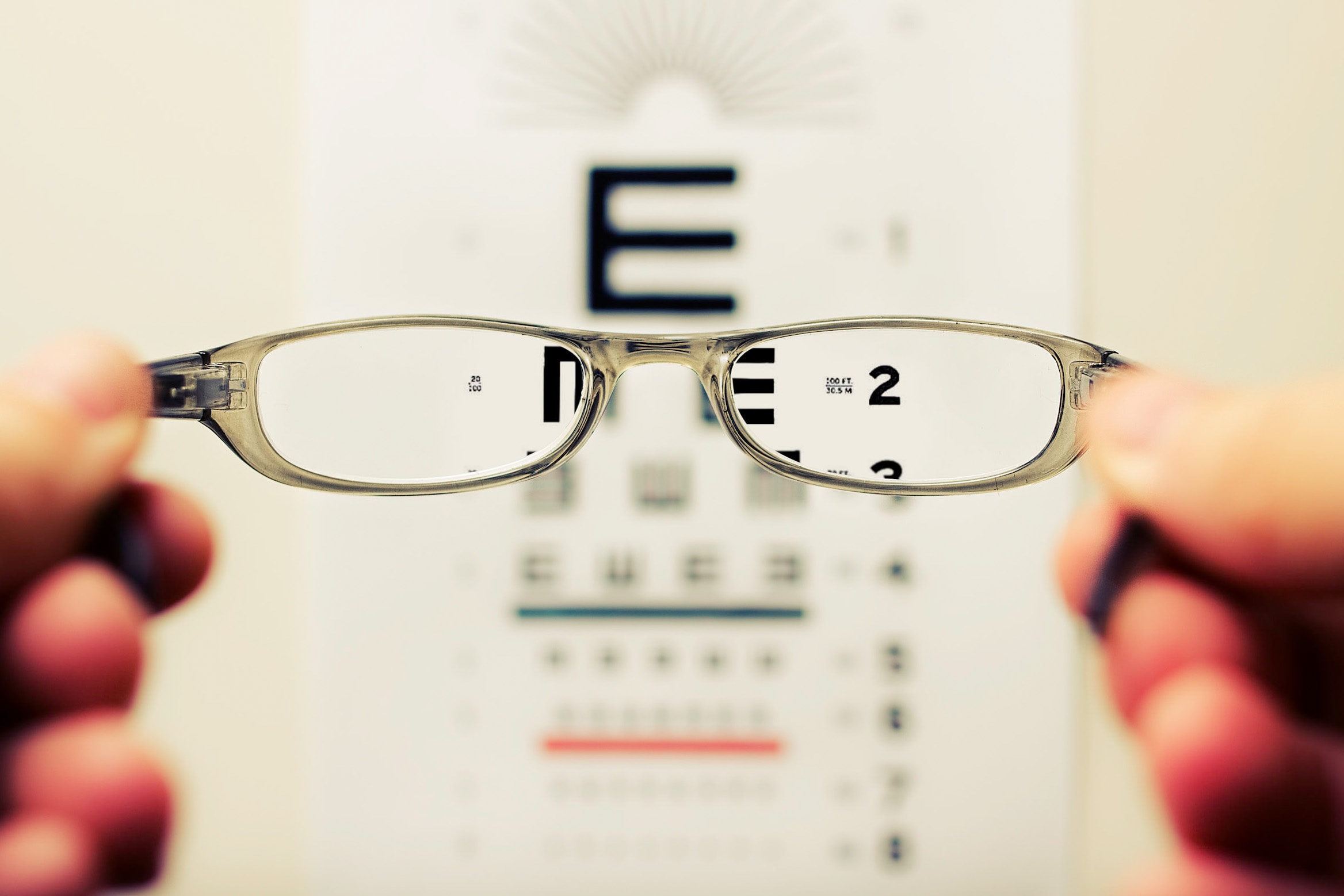 vision through a pair of reading glasses