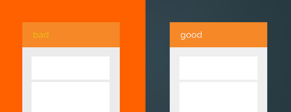 illustration image showing two screens showing colour combinations in blue orange and white colours