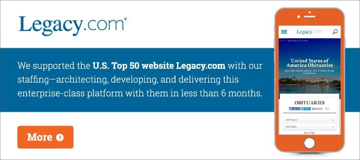 Screenshot of the home screen of legacy.com
