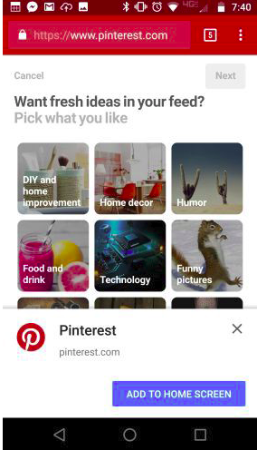 illustartion image showing a pinterest app opened on a mobile screenin red colour