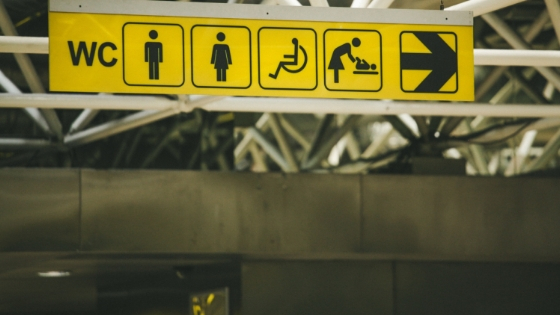 sign board in yellow colour showing different symbols related to differently abled persons