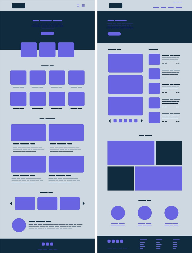 Image displaying the right way to group similar elements. The left one contains ungrouped elements or holds less proximity in the landing page. 