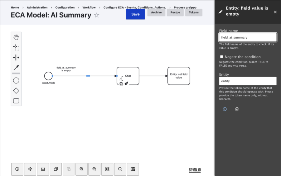 AI Integration Example Add AI Action Inside ECA Event Condition Action Module OpenSense Labs 2