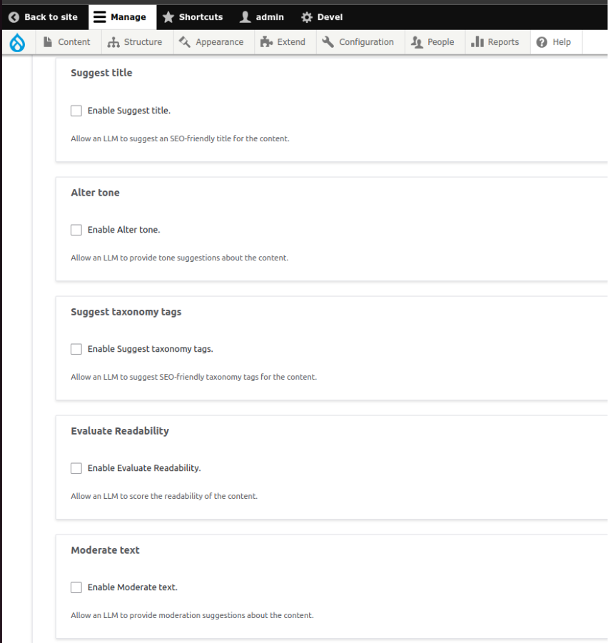 Configuration Enable The Desired Features AI Content Suggestions OpenSense Labs