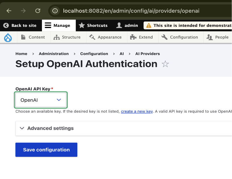 Configure The OpenAI Provider Drupal AI Modules OpenSense Labs