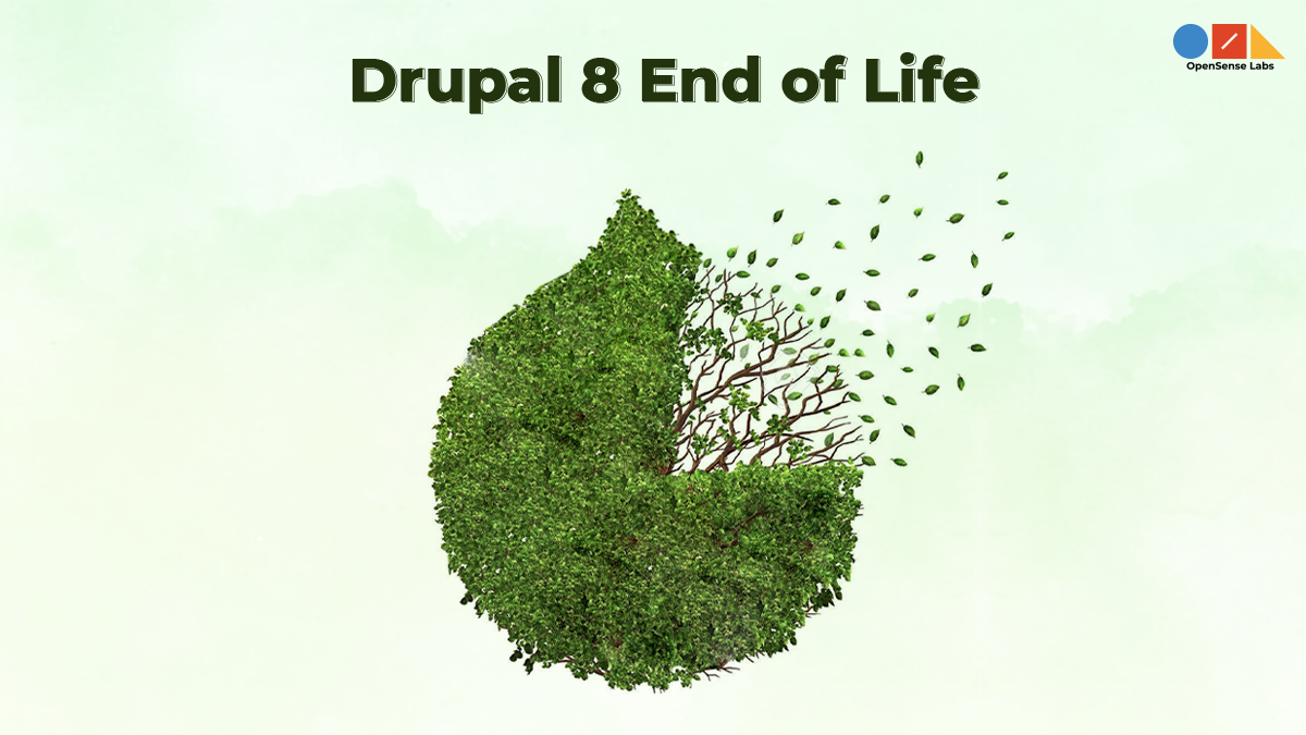 Illustration diagram describing the end of life of Drupal 8