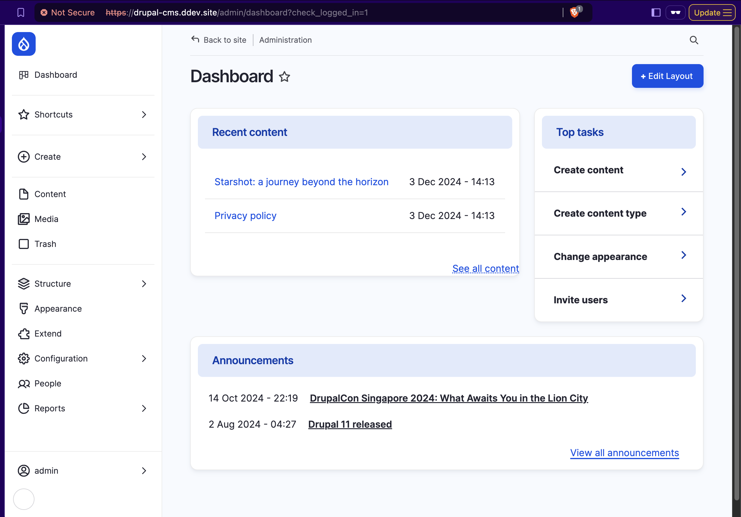 Drupal Starshot Beta Version Dashboard OpenSense Labs