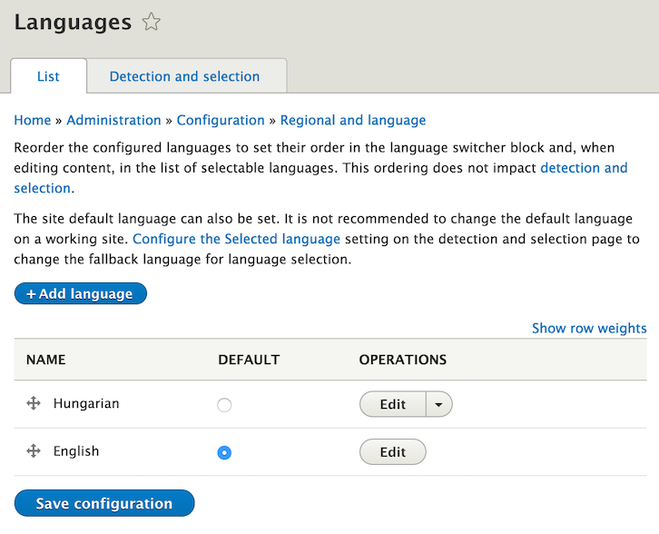 Language handling module