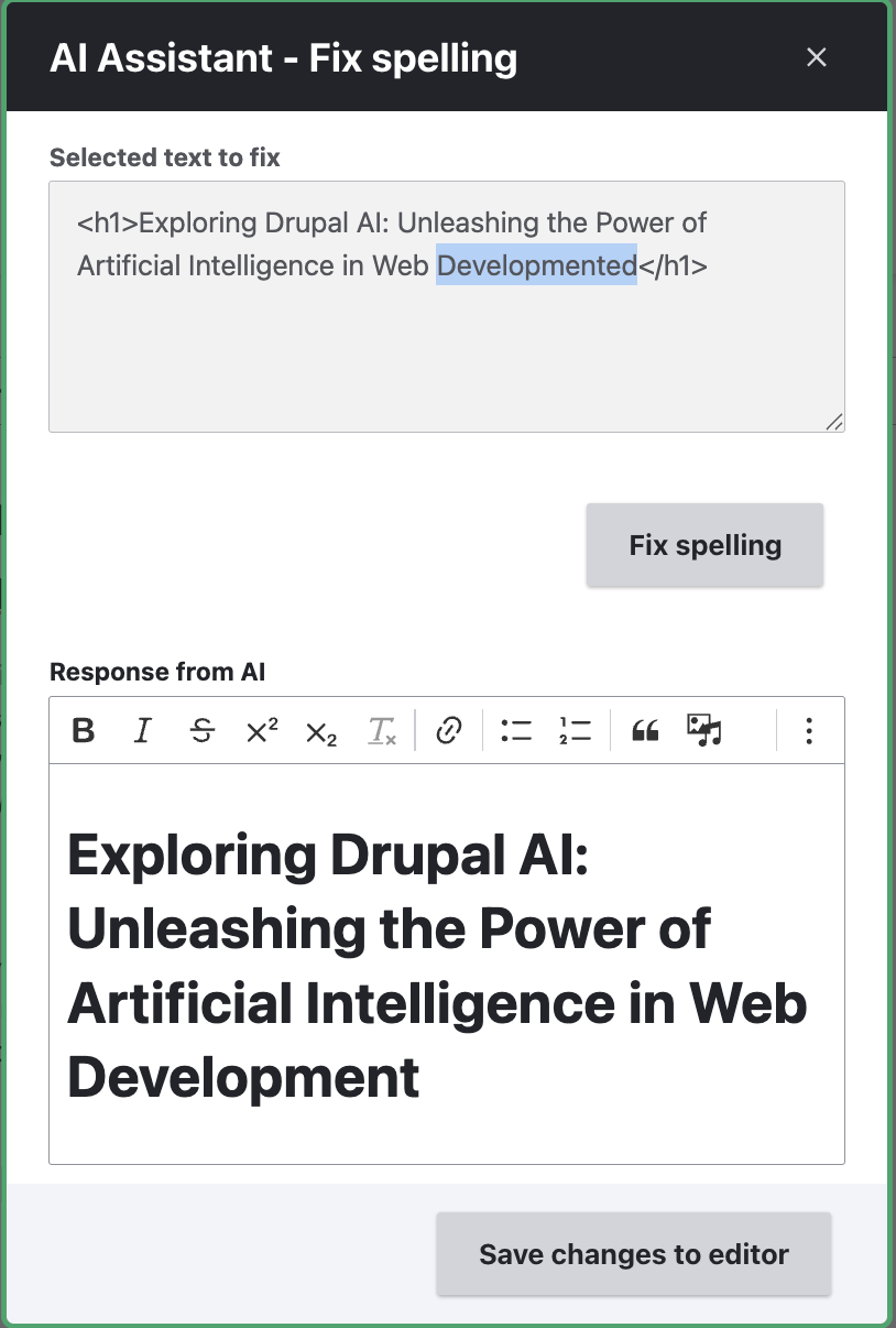 Drupal AI Ecosystem AI Assistant Fix Spelling OpenSense Labs