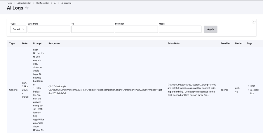 Drupal AI Ecosystem AI Logs OpenSense Labs