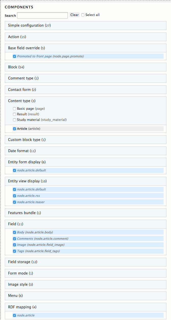 selecting the components that are needed