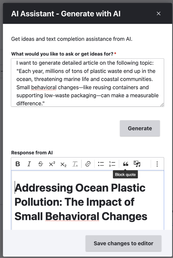 Generating Content With AI Assistant Drupal AI Modules OpenSense Labs