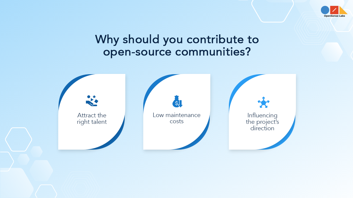 An image displaying the reasons to contribute to open source communities 