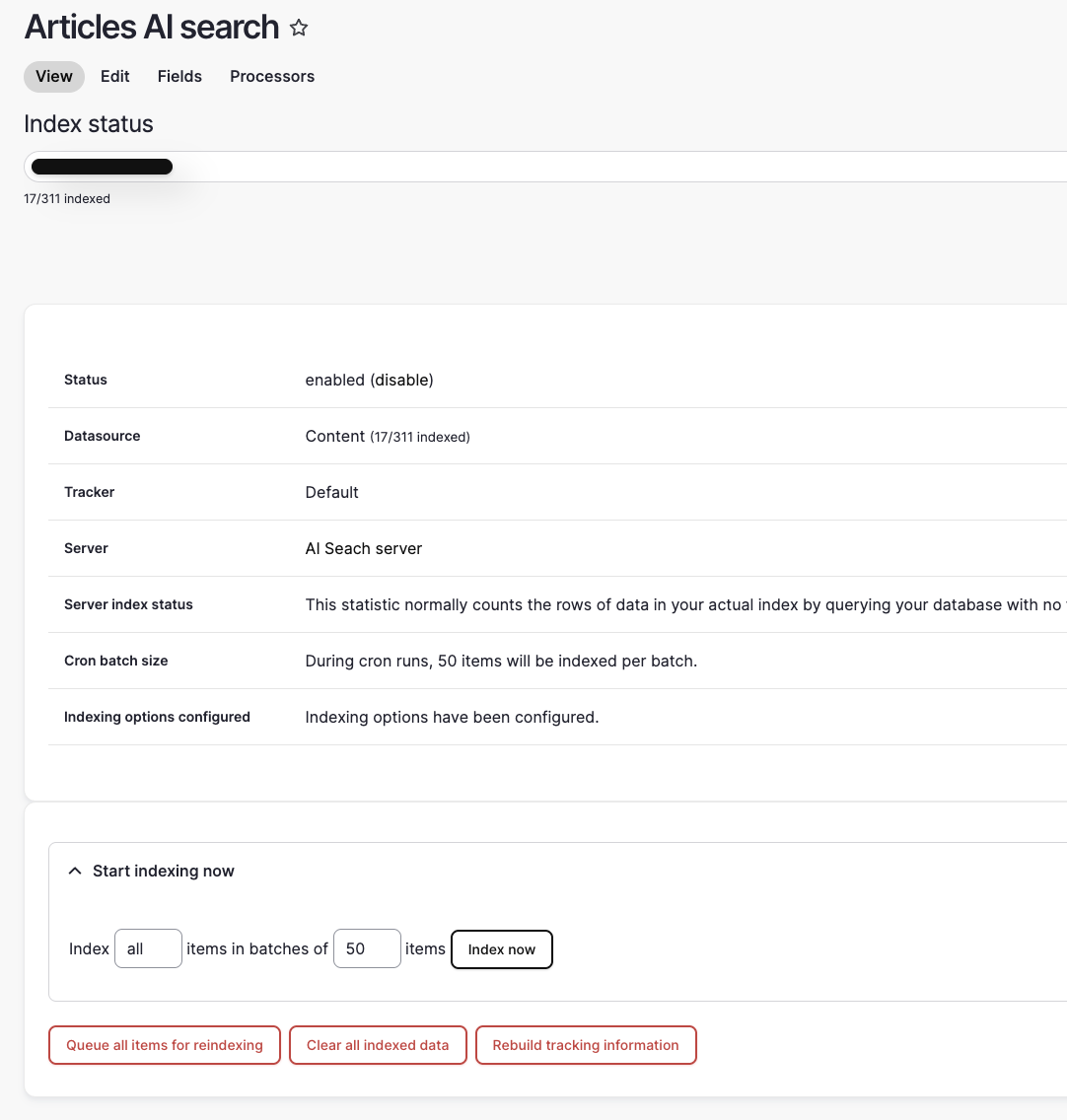 Inhalt indizieren Navigieren zur Ansichtsseite Drupal AI Search OpenSense Labs