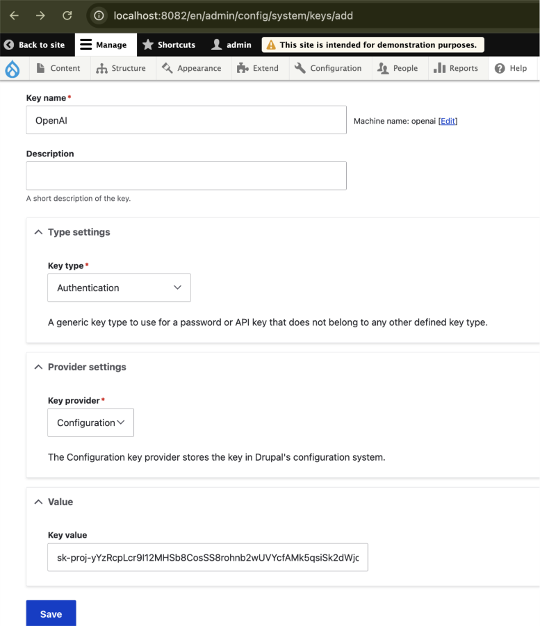 Key Creation In Drupal Configuration Drupal AI Modules OpenSense Labs