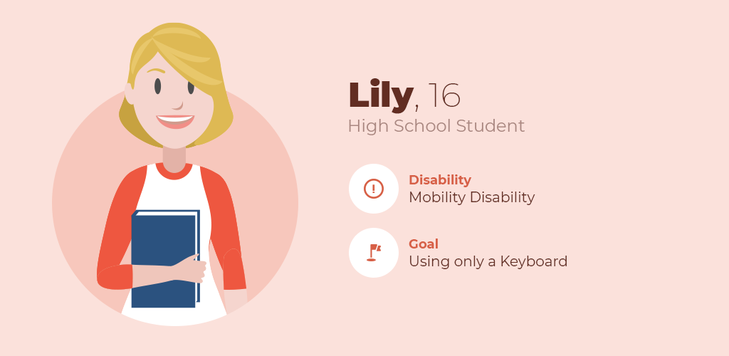 Persona of Lily, mobility disability