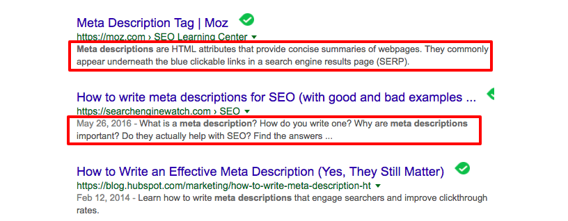 example of SEO friendly meta description; 