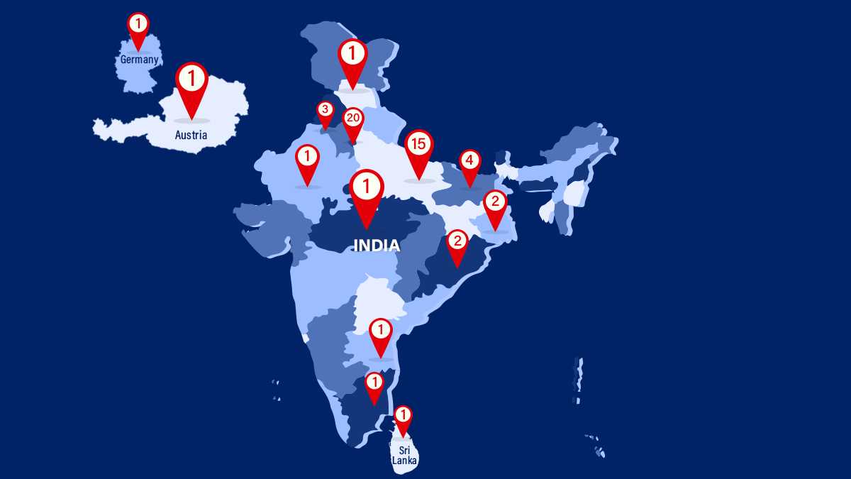 India map, austria map, germany map, and sri lanka map