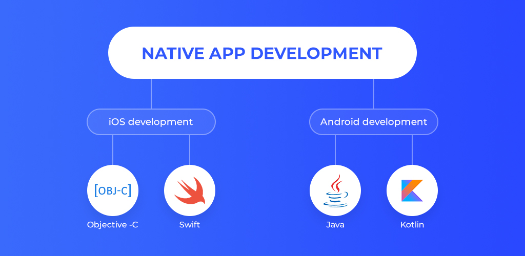 illustration image showing the different types of native mobile application development