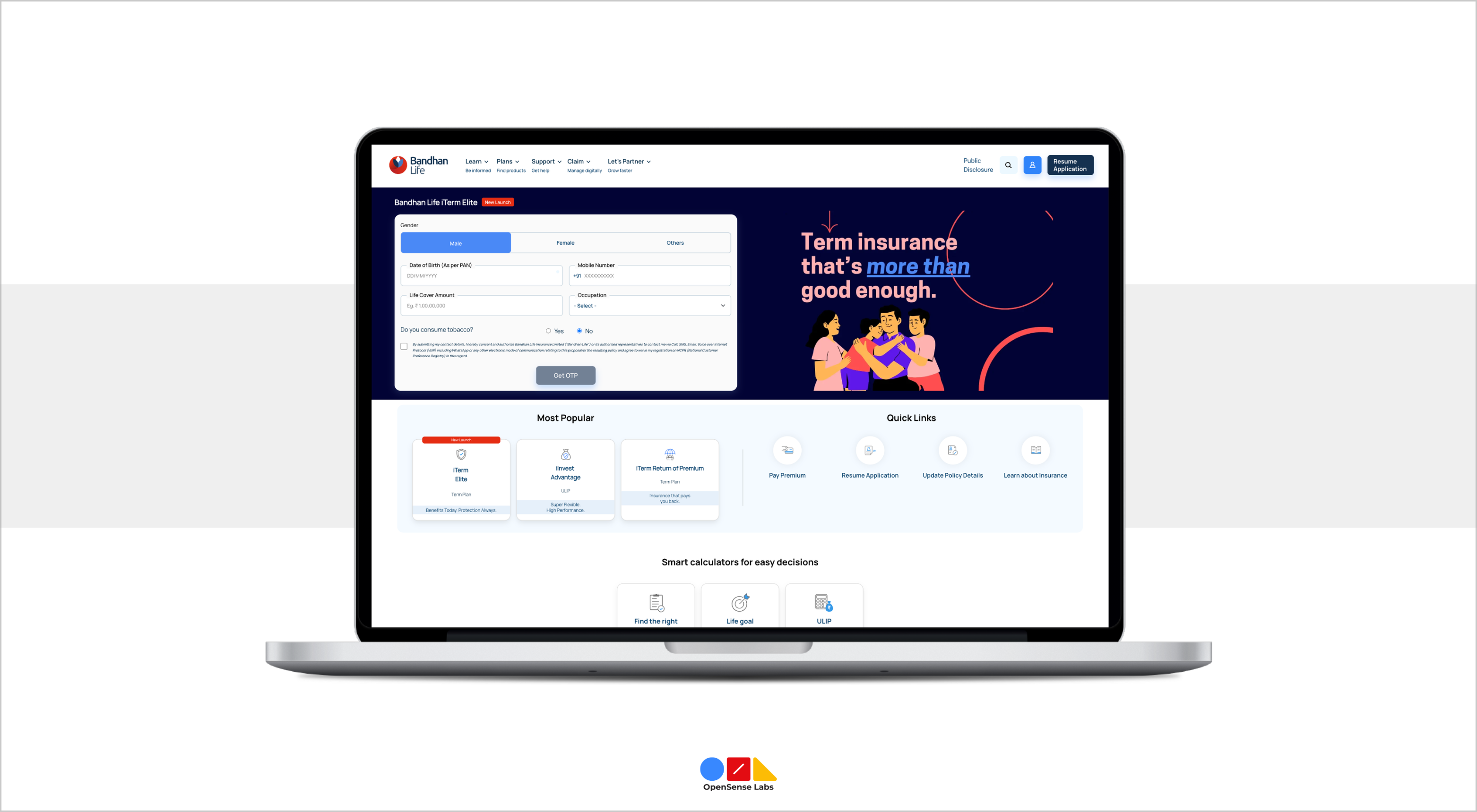Optimized Design for Performance and Usability Bandhan Life Insurance OpenSense Labs