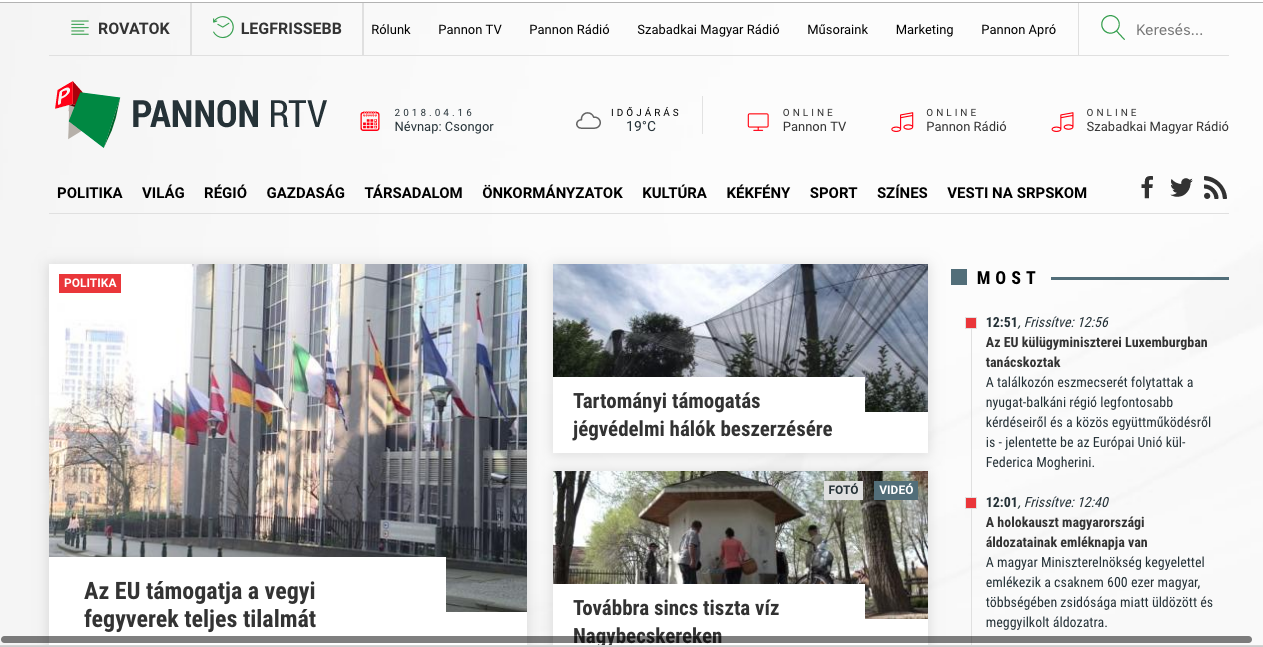 Website of PannonRTV