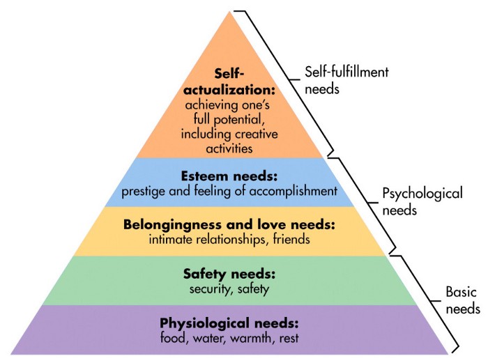 An image displaying Maslow's Hierarchy of needs which has a relation with psychology