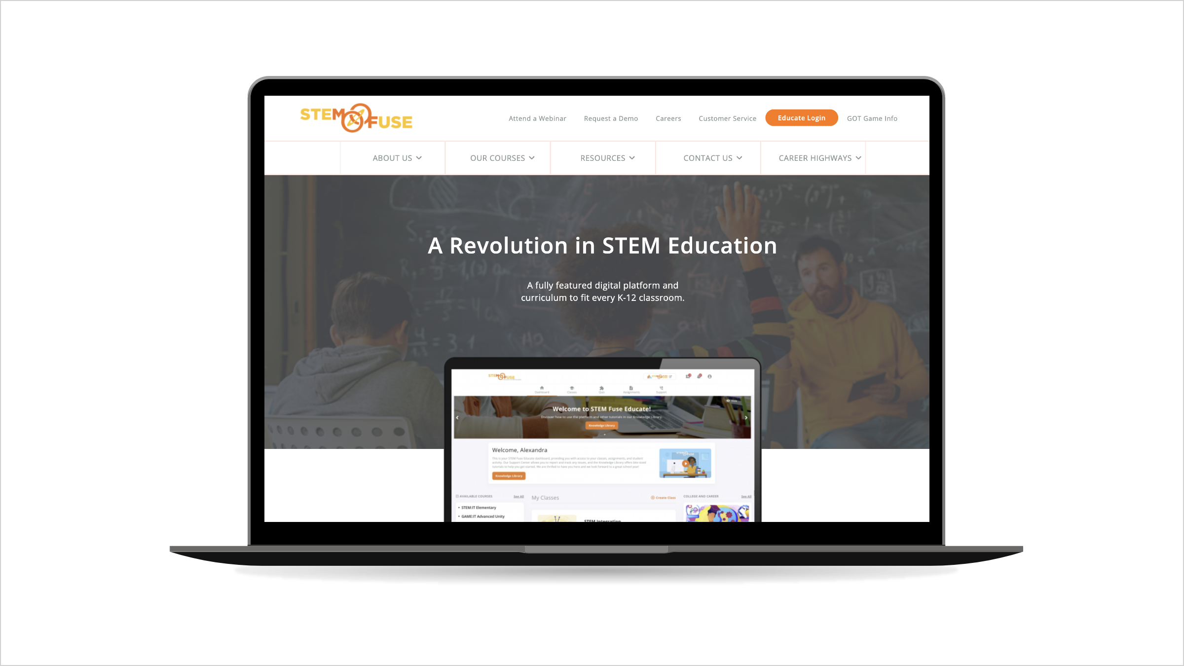 STEM Fuse Website Mockup OpenSense Labs