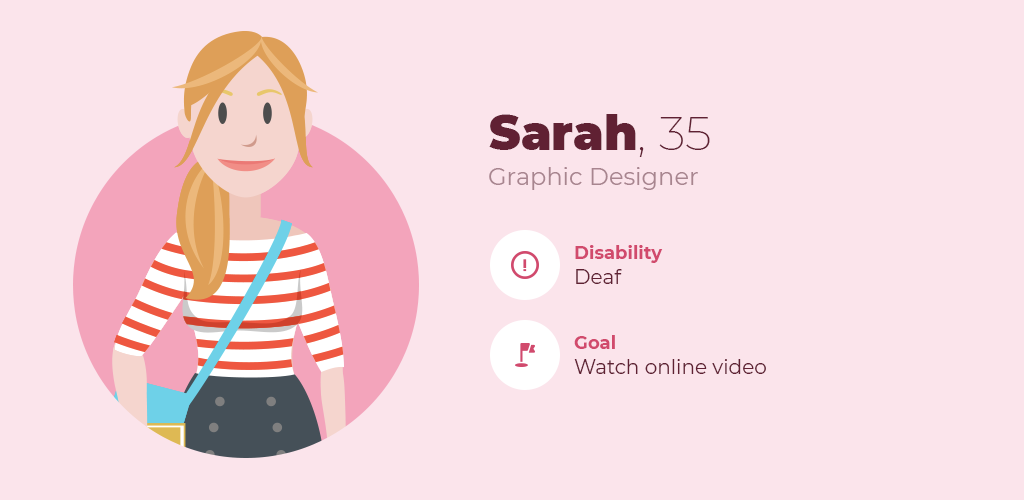 Persona of Sarah, a deaf person and her goal