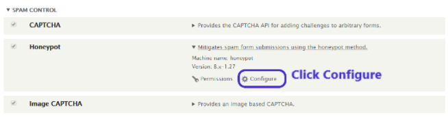 Configuring the Honeypot module