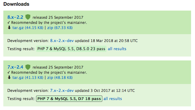 Version compatibility for Drupal 8 and Drupal 7