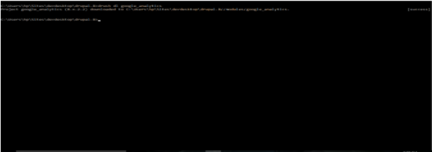 Type the drush command “drush dl google_analytics”