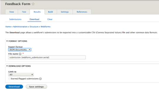 Exporting the results in a csv format