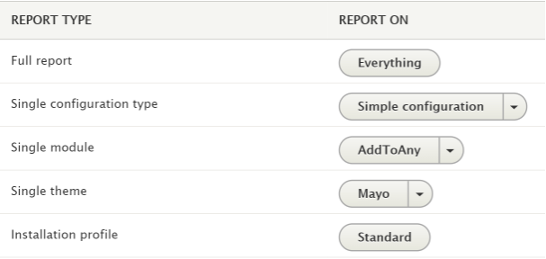 types of reports generated using Config Update Reports