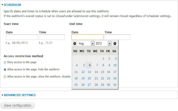 Scheduler settings