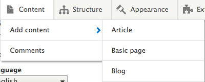Adding basic page in the "Add content" 