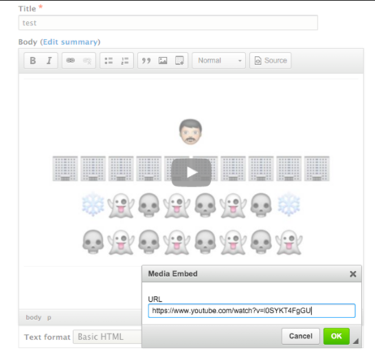 adding media with media embed module